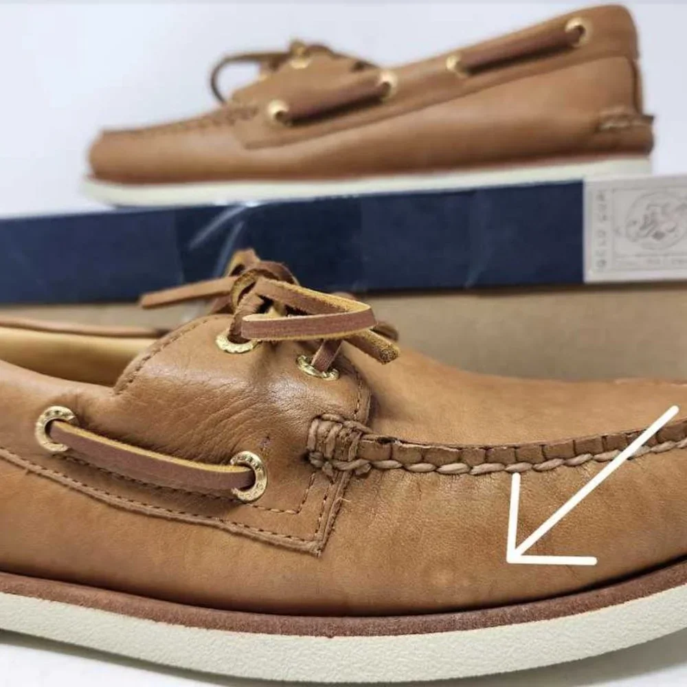 Men's 8 Sperry Gold Cup Authentic Original 2-eye boat shoes soft tan leather